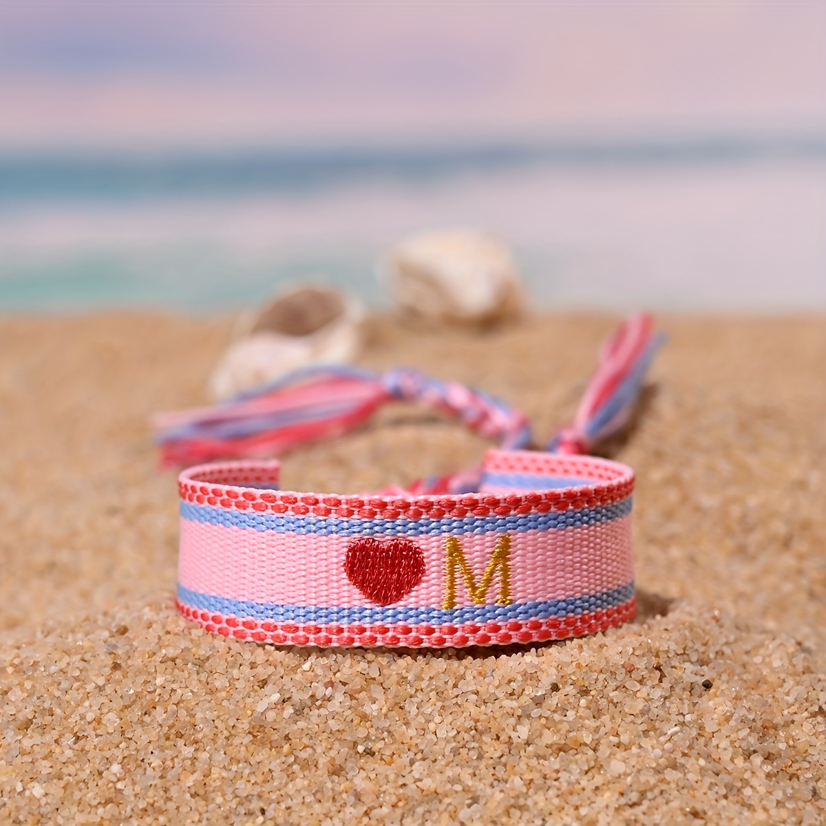 Handmade Woven Bracelet Featuring Bohemian Style With Heart-shaped Letters A-z, Popular In Europe And America
