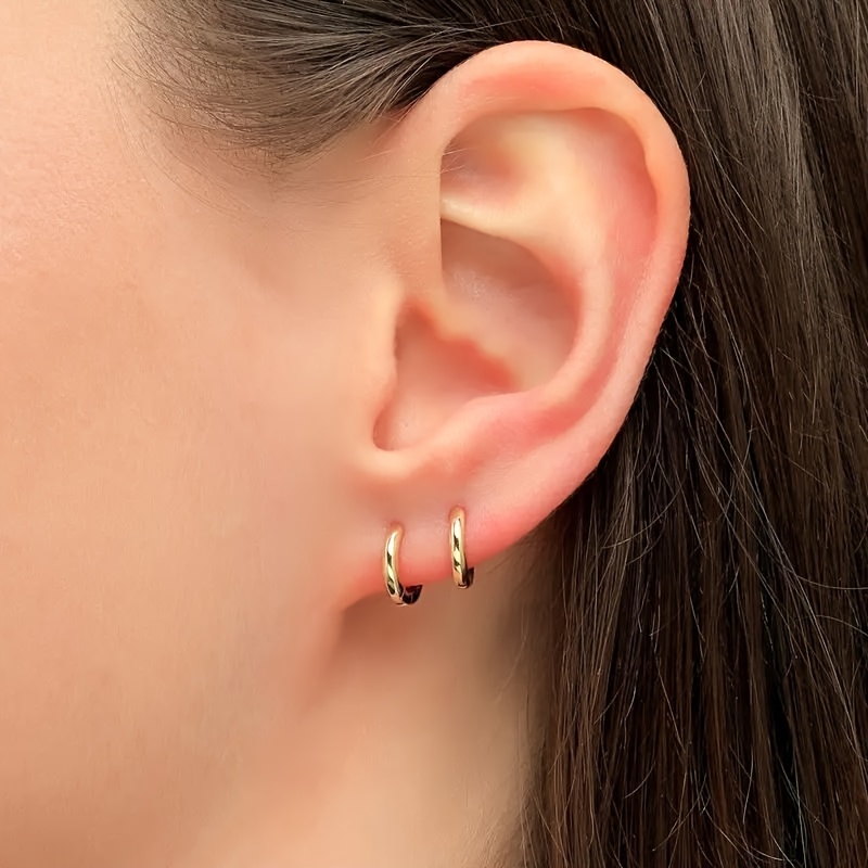 

Smooth Tiny Hoop Earrings Alloy Jewelry Vintage Leisure Style Suitable For Women Daily Casual