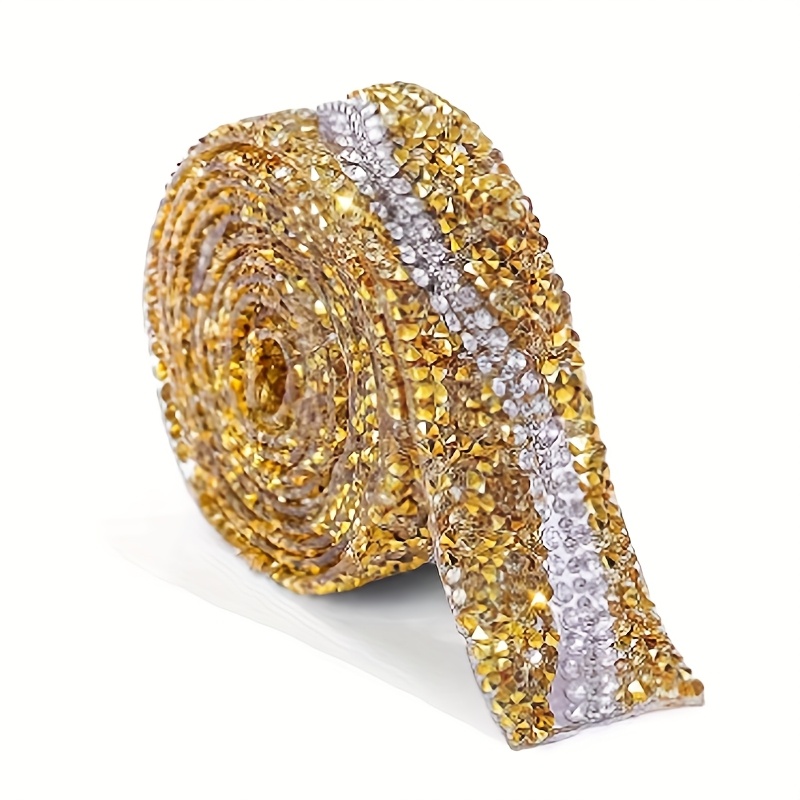 TEMU 1pc 20mm Crystal Rhinestone Diamond Hotfix Ribbon Bling Rhinestones Trim Roll Stickers For Diy Wedding Bridal Dress, Sewing,phone Decor