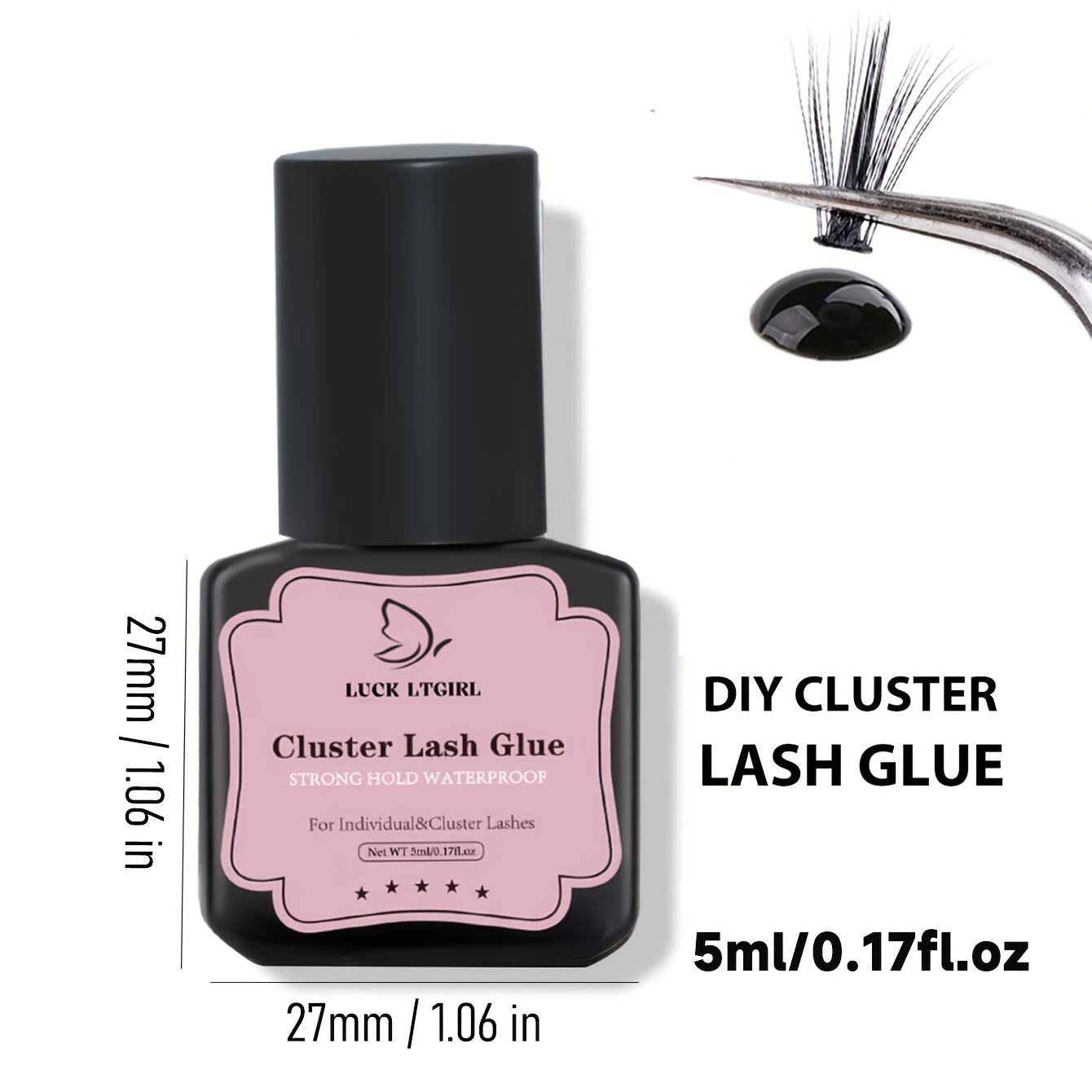 Image of Black Eyelash Glue, Quick Dry Waterproof Long Lasting Lash Adhesive For Individual Lash Extension Diy