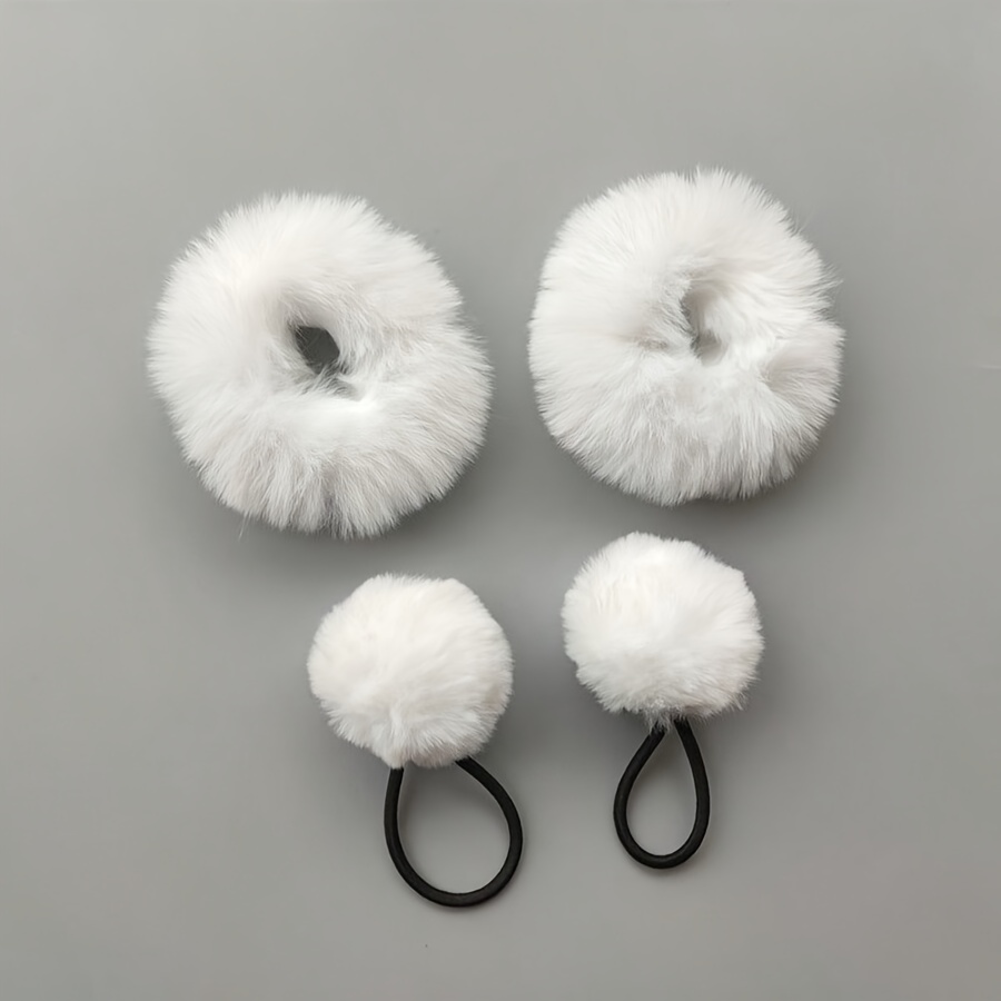 TEMU 4pcs Set Of Women' Fluffy Headbands, Suitable For Daily Wear, Hair Additions