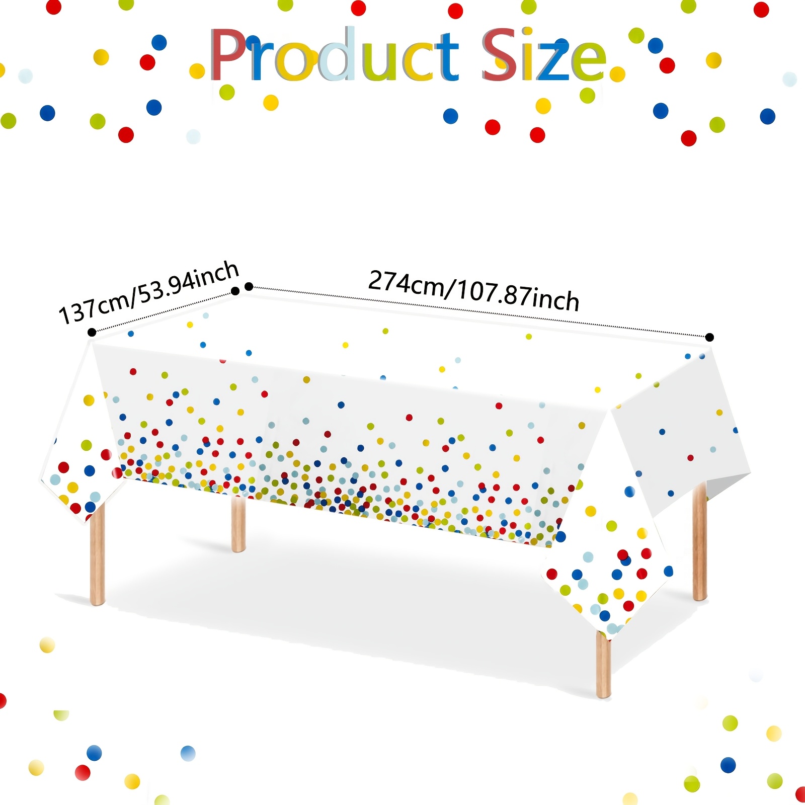 TEMU 1 Housse de table multicolore à pois pour tables rectangulaires, idéale pour les -, et les banquets. Dote d'un design élégant et d', elle