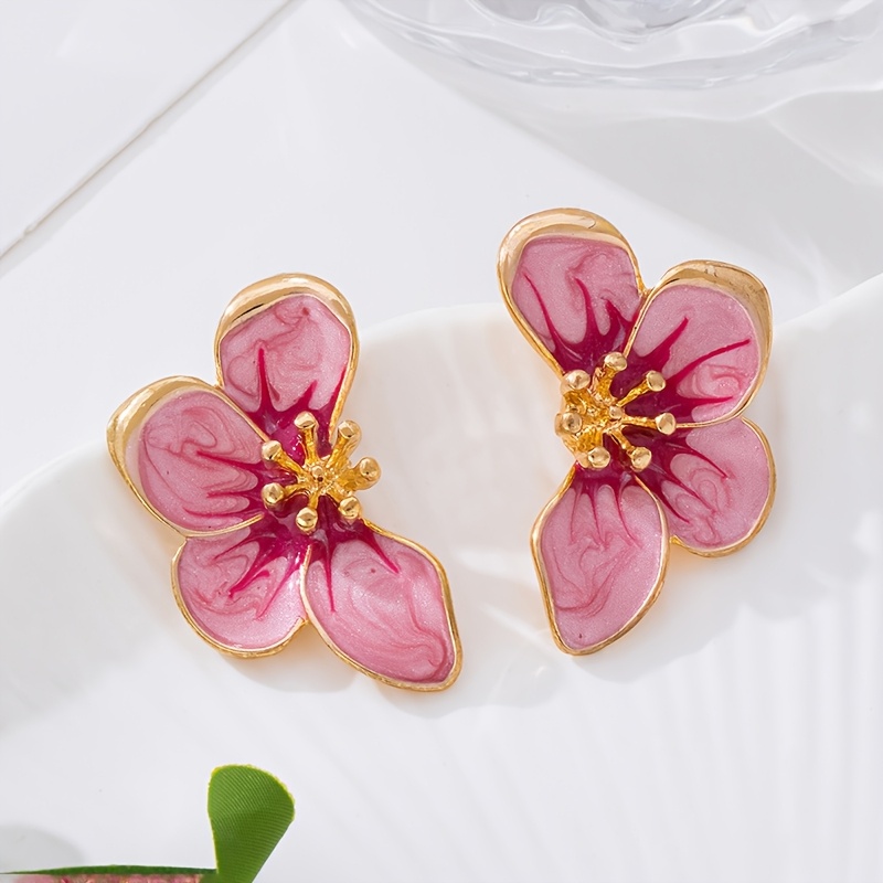 TEMU Une paire de boucles d'oreilles élégantes, rétro , polyvalentes, exquises, faites à , en émail dégradé , demi- et blanche, adaptées pour les