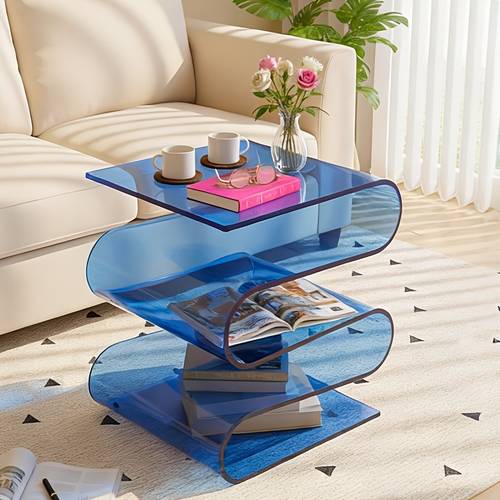 item picture Bedroom Acrylic Bedside Table Side Table Irregular Storage Rack, Large-size Office Magazine Rack Bookcase Bookshelf, Living Room Side Table Coffee Table