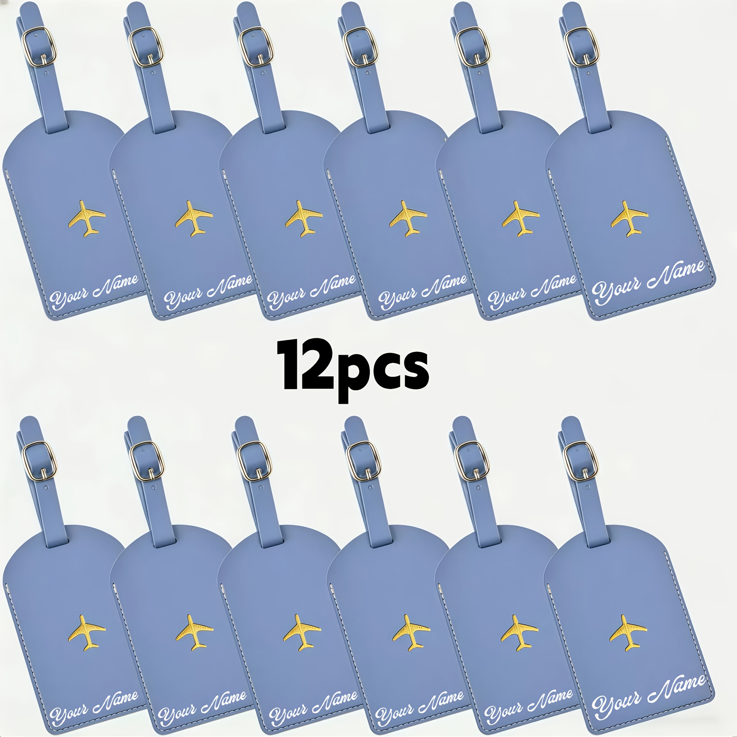 12pcs Custom Engraved Luggage Tag Set in Synthetic Leather