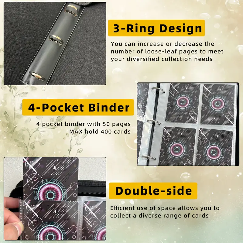 card binder sleeves that hold 4 cards 20 Pack - 160Pockets A5 (2.5"x3.5") - Double-Sided Pocket Kpop Photocard Protector Pages Ideal for both beginners and experienced hobbyists Trading Card Binder, Zipper Binder