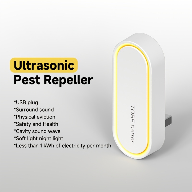 Smart Soundwave Technology Pest Repeller Suitable for Mosquitoes, Bed Bugs, Cockroaches, Rats & Ticks - USB Plug-in Electronic Bug Killer Device with Soundwave Technology Technology, Portable for Home, Indoor,, for Home Use, USB- Insect Repellent
