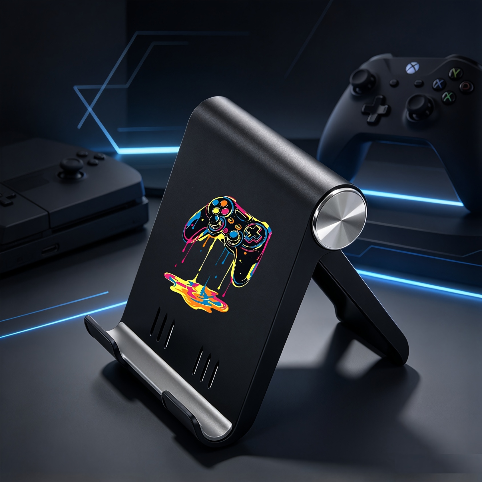 TEMU 1 X Gaming-themed Phone Stand – Universal Foldable & Portable Desktop Stand For Phones And Tablets; A Perfect Gift For Gamers