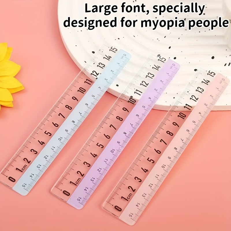 

3-pack Large Rulers For Myopia, , Pp Material, Rounded , Double-sided Measurement, School Math Tools, Office Supplies