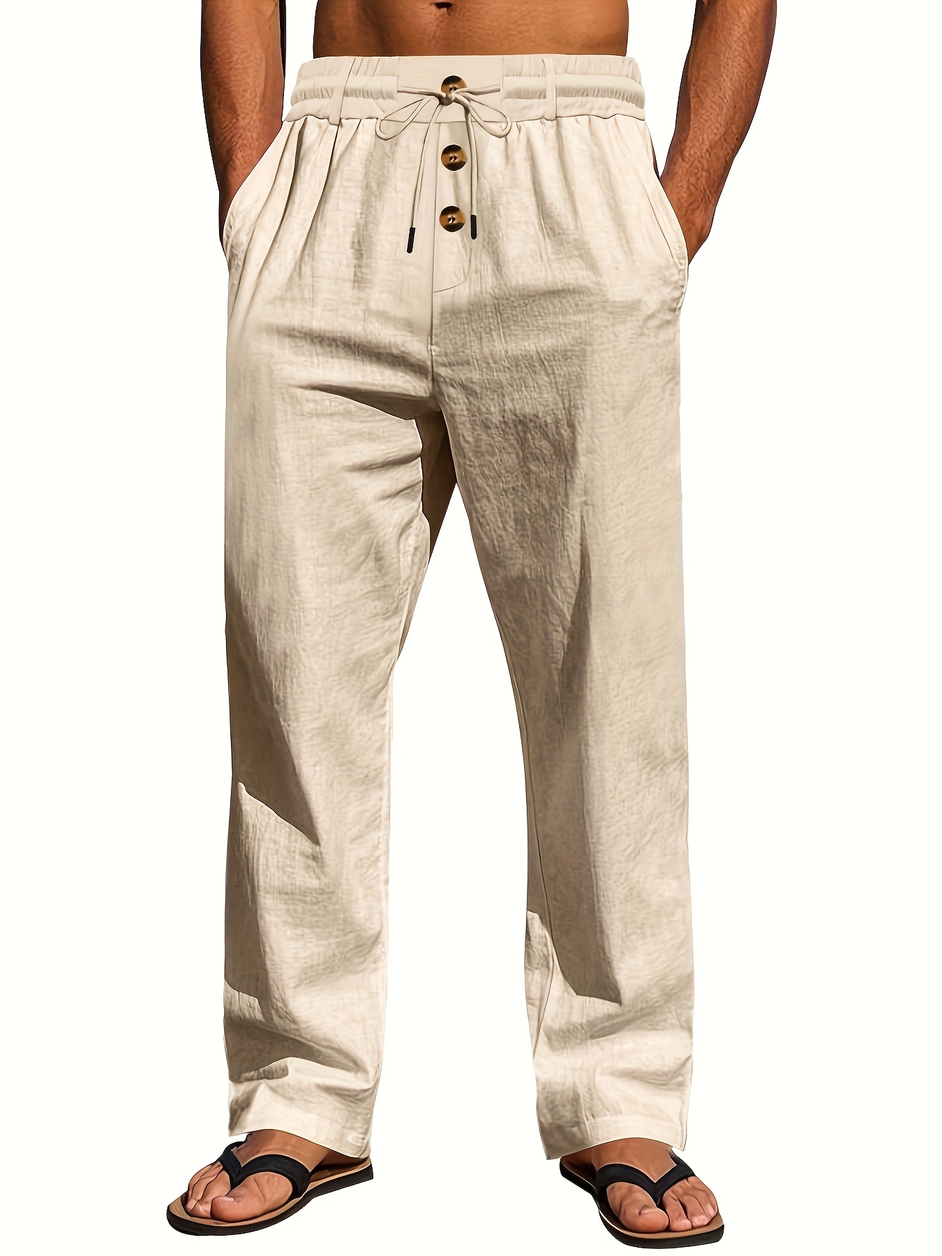 Yutdeng Pantalon Long Pour Homme Pantalon En Lin Été Pantalon