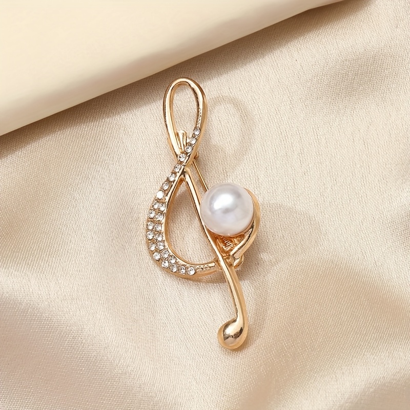 TEMU Alfiler de solapa multifuncional con nota musical de pedrería, broche para traje, regalo de Navidad