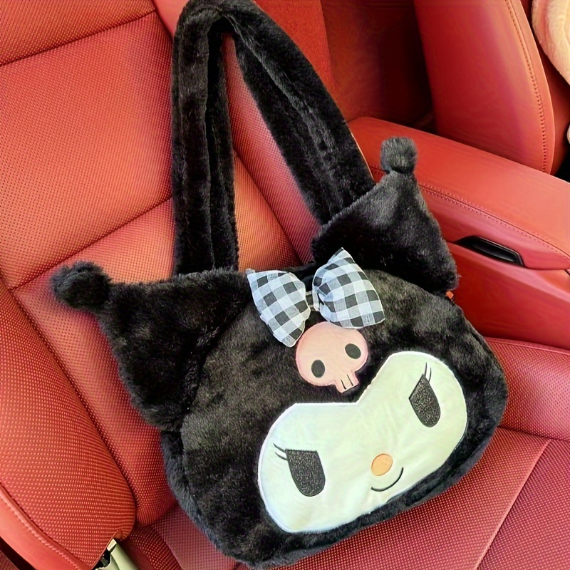 Image of A Multifunctional Large-capacity Plush Shoulder Bag, Laptop Bag, Black And White Handbag, Humorous Cartoon Bag, Plush Bag, Melody, Cinnamoroll Fashion Shoulder Bag, Christmas Gift, Halloween Gift