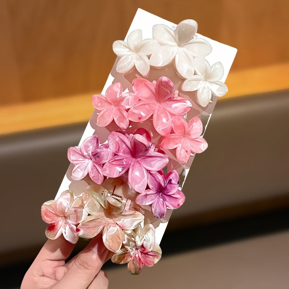 TEMU 4pcs Pinces à Cheveux Élégante Fleur d' Premium Pinces à Cheveux Fleur Multicolore Optionnel Toutes Convient Vacances Arrière de Pinces Requin
