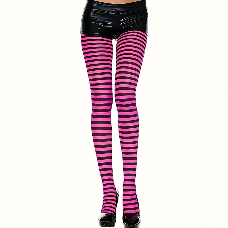 Pair Of Striped Tights, Christmas Accessory For Masquerade Parties, Unisex Role-playing, Casual College Style