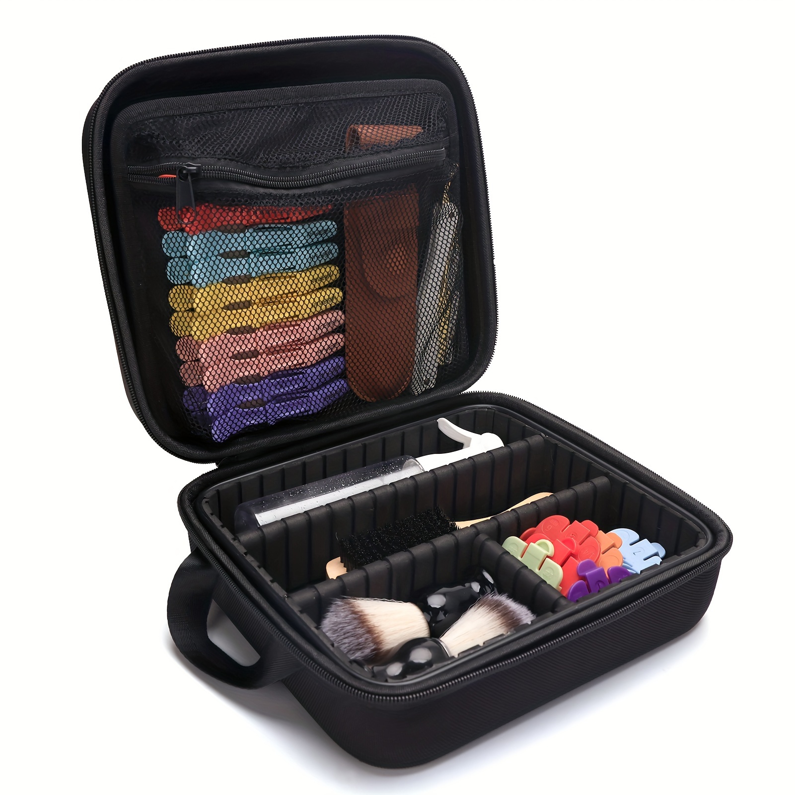 

Kit de coiffure Barbertop : Étui rigide portable pour tondeuses à cheveux, taille-crayons et outils de beauté