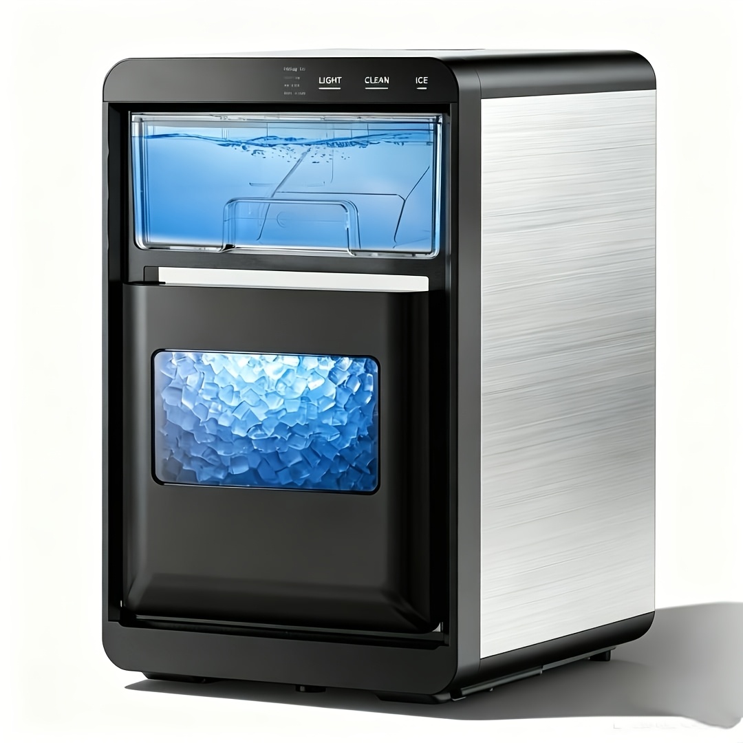 TEMU Ice Maker Countertop, 44lbs/24h Pebble Ice Maker Machine, Self-cleaning Pellet Ice Machine With Ice Scoop And Basket, Countertop Ice Machine For