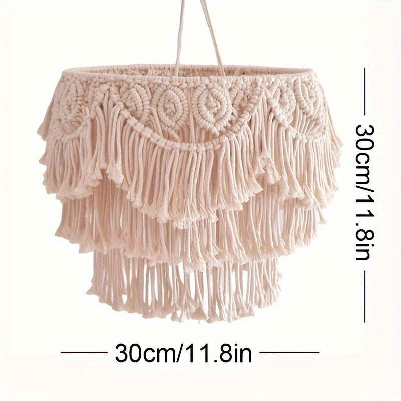 unique   bohemian tassel hanging lamp shade artistic fabric decorative lighting accessory with no battery required   and versatile home decor enhancement details 5
