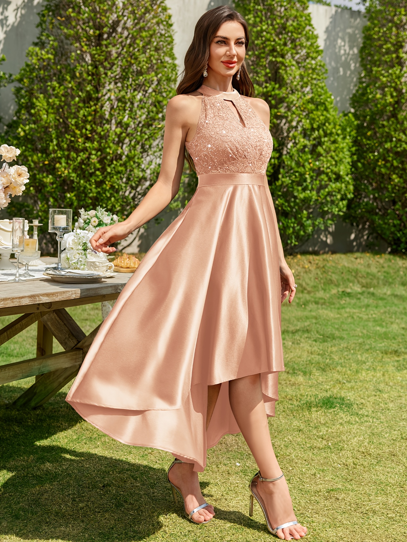 24515a womens elegant halter neck keyhole design sleeveless - Temu Saudi  Arabia