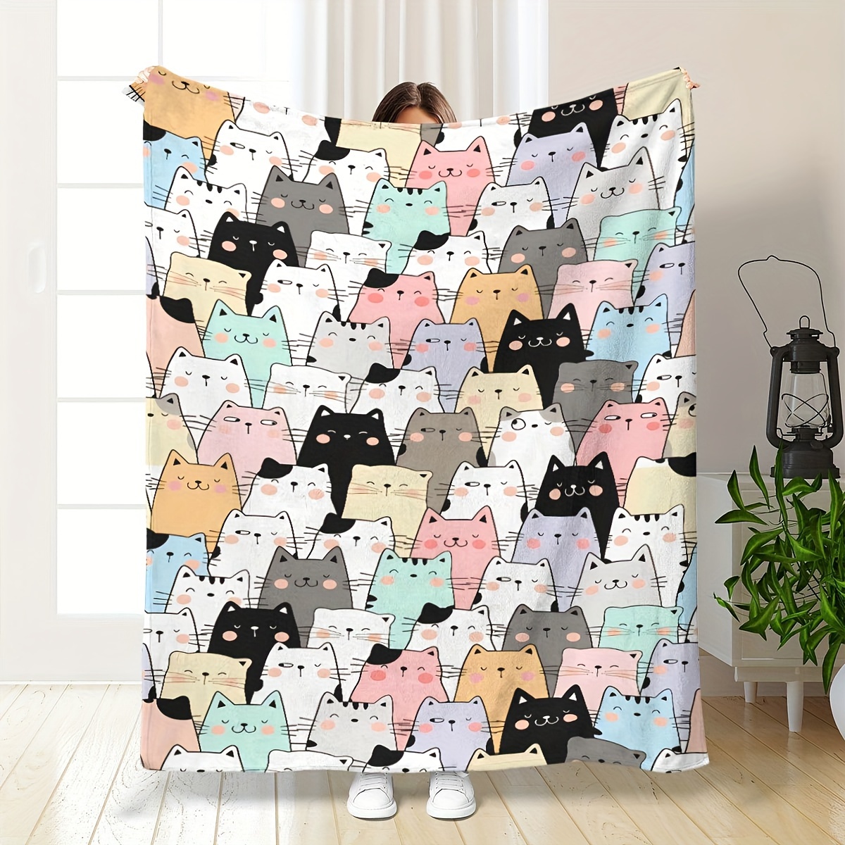 

Cat & Pattern Fleece Blanket - , , For - For 's, Teacher Appreciation, Day