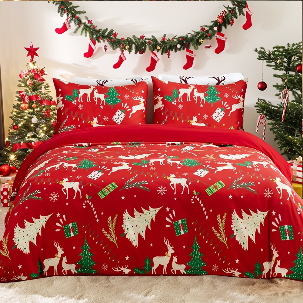 

Christmas Duvet Cover - Duvet Cover Christmas Pattern, Christmas Bedding Set, Includes 1 Duvet Cover And 2 , Christmas Vibe