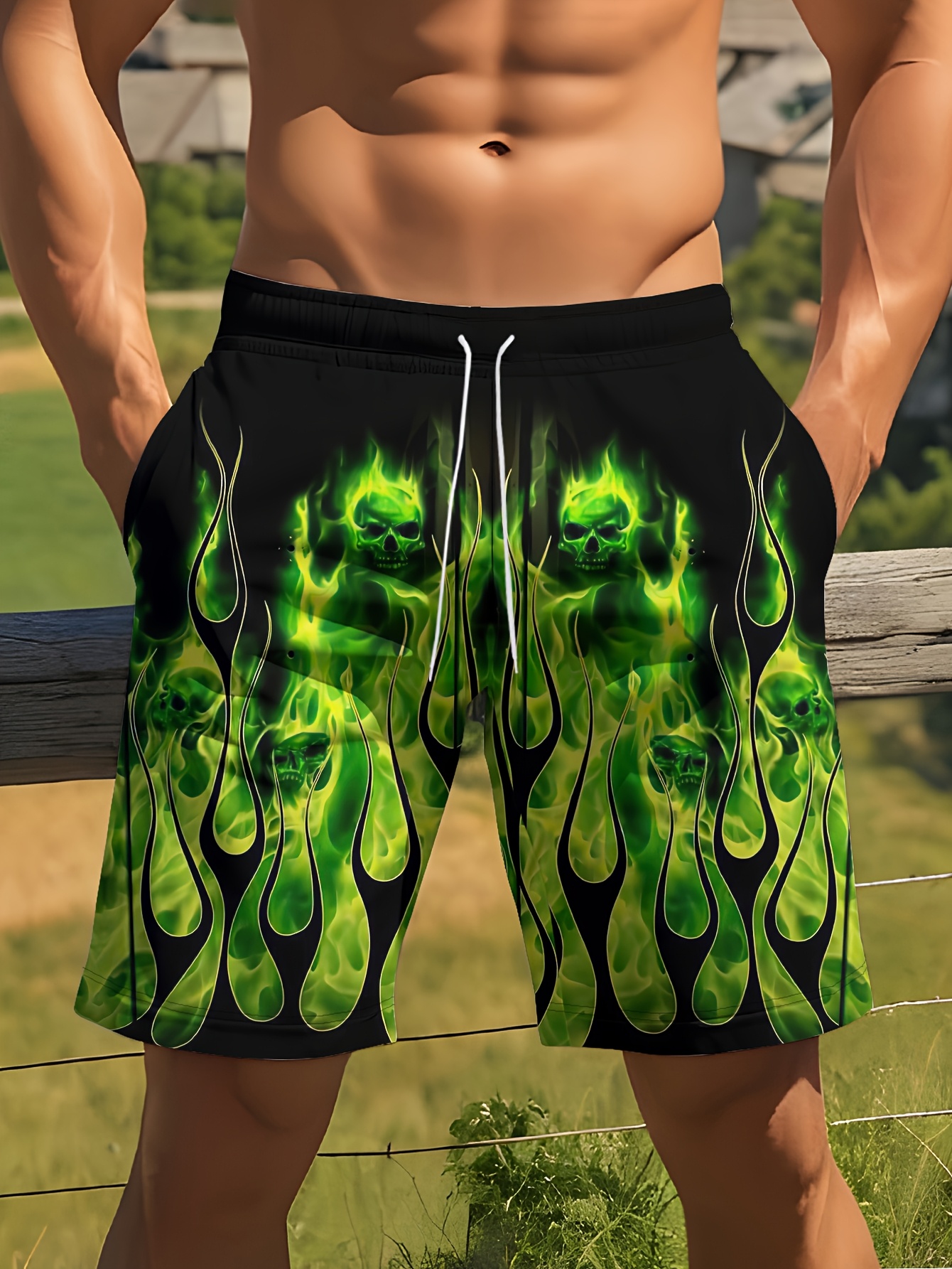 flame shorts sold on Temu United States