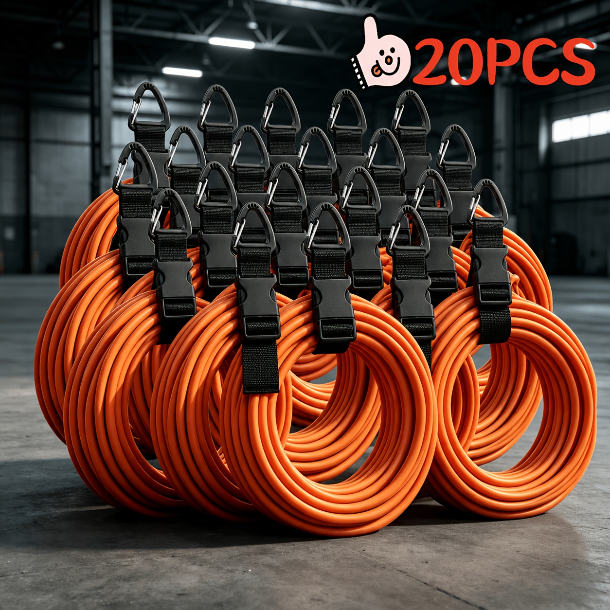 TEMU 20-pack Heavy-duty Extended Adjustable Extension Cord Organizers With Tri-axis Locking Buckle | Black Durable Polypropylene Cable Harness,