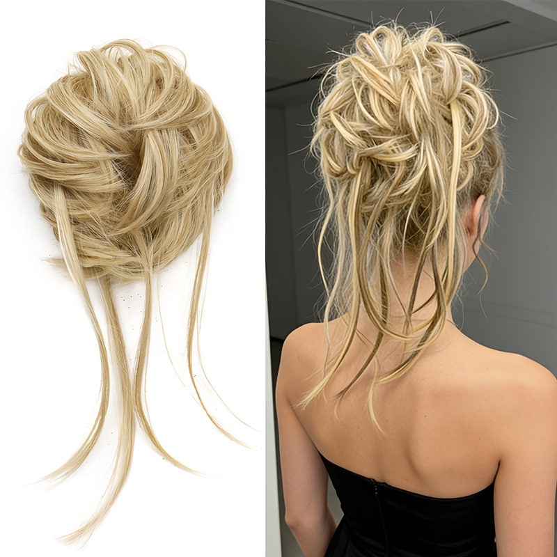 Image of Synthetic Wig Hair Ring Lazy Long Beard Wig Ring Fluffy Female Headdress Disc Hair Meatball Hair Ring Ideal For Christmas & Halloween Gifts