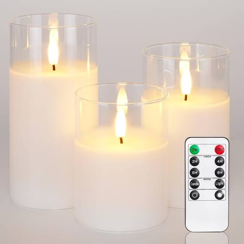 3pcs flashing led pillar candles battery operated with remote control acrylic ideal for wedding and home decor flameless pillar candles