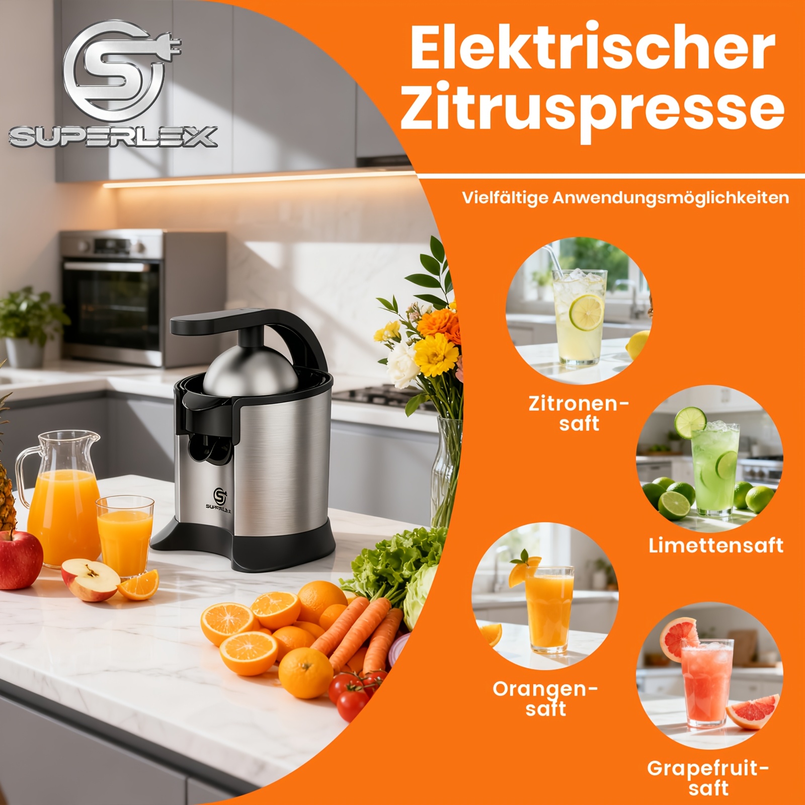 Image of Superlex Portable And Quiet Juicer, High- Juice Extraction, Food-grade Stainless Steel, Detachable For - Ideal For Home Kitchens And Outdoor Activities