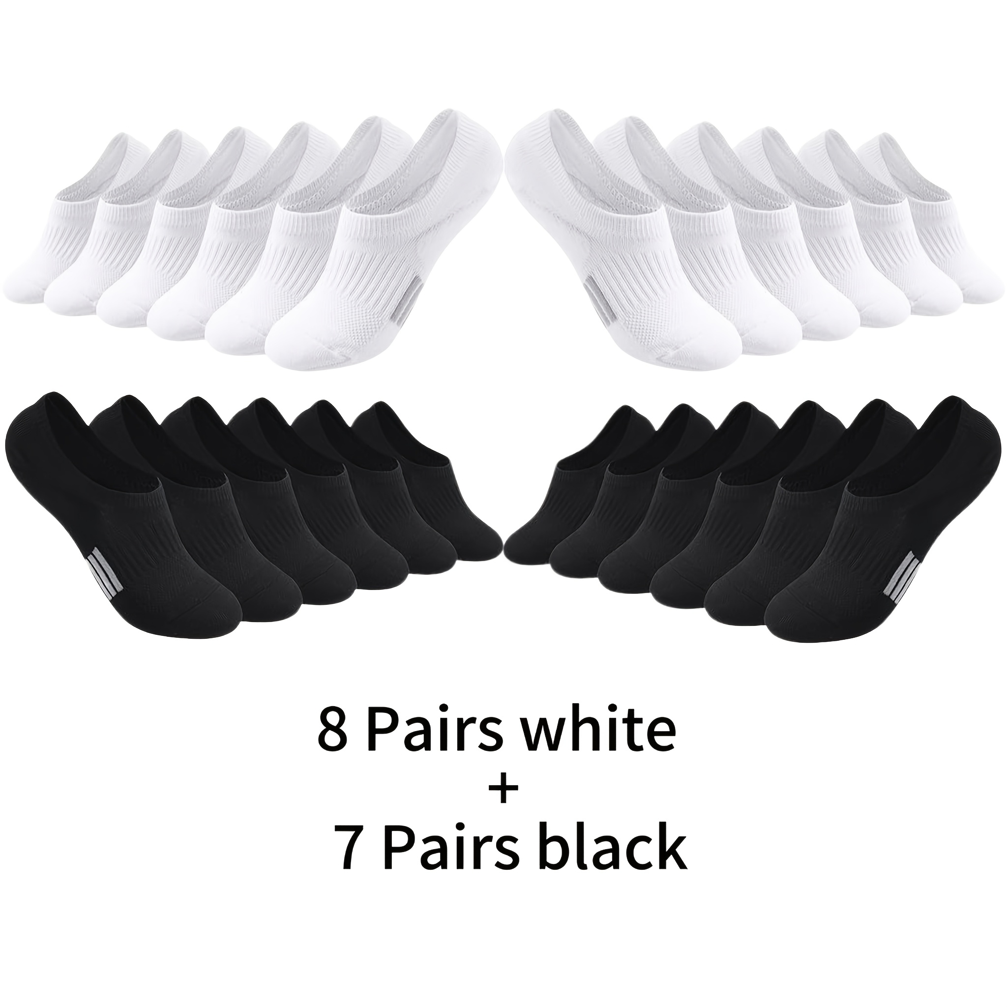 TEMU Lot de 6, 10 ou 15 paires de chaussettes courtes pour homme, chaussettes invisibles unisexes et respirantes, chaussettes basses invisibles