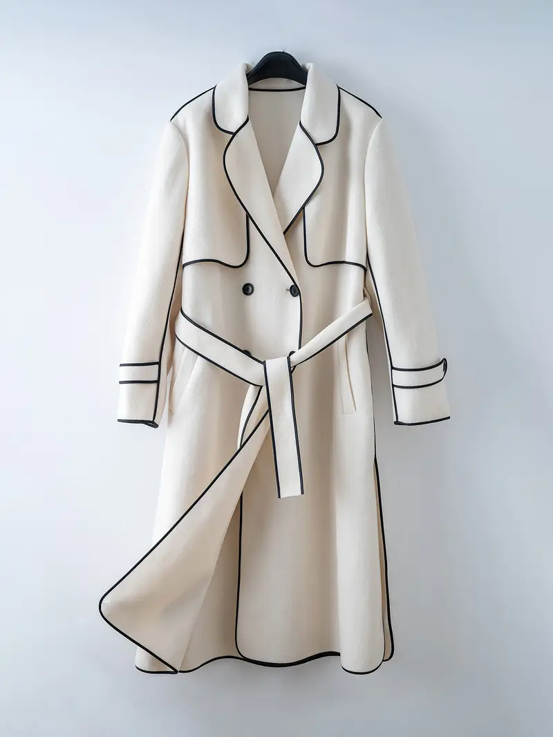 Tie belt winter long wool coat women 4697 Tie belt winter long wool coat women 4697