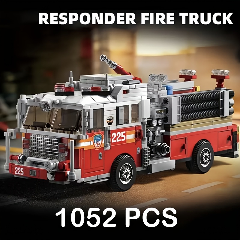 Image of 1052pcs Urban Truck Assembly Building Blocks Fire Car Set Traffic Model Fire Toy Set Children's Toy Vehicle Abs Material Birthday Gift Christmas Gift