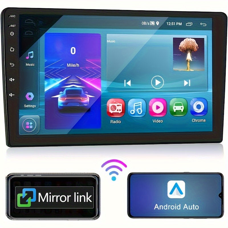 [2G+64G] Double Din Android 13 Autoradio Avec Lecteur De Voiture Sans Fil  Android Auto, Radio De Voiture À Écran Tactile De 9 Pouces Avec GPS, WiFi