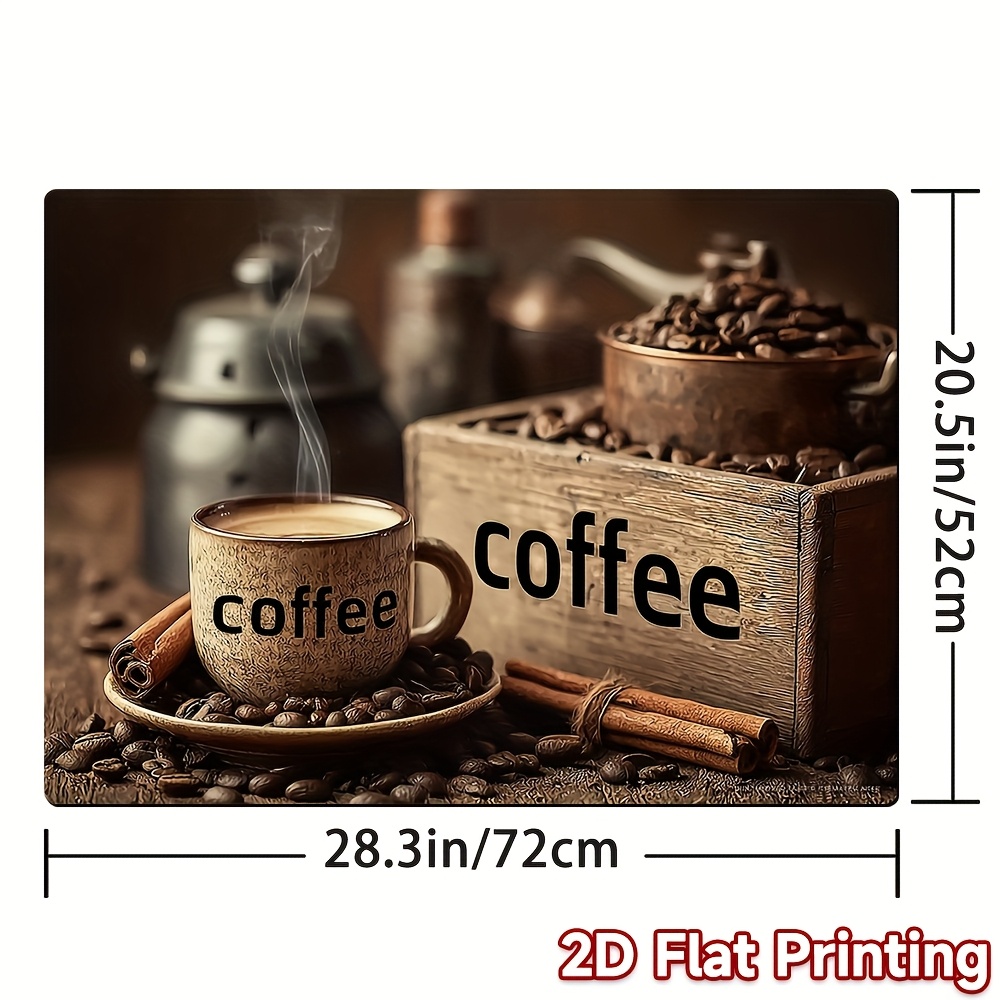 TEMU 1pc Protège-Planche à Thème Café - Compatible avec Plaques de Cuisson Gaz/Plates et Vitrocéramiques, Design Grains & Tasse au Dessus des