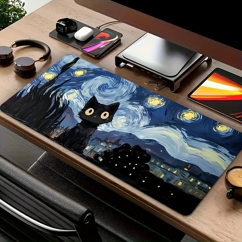 

1pc Van Starry Abstract , Large Size Gaming Mouse Mat, Esports Office Keyboard Pad, Non-slip Polyester Oblong Computer Mousepad, Keyboard Support Mat|van Inspired| Mouse Pad, Large Mouse Pad