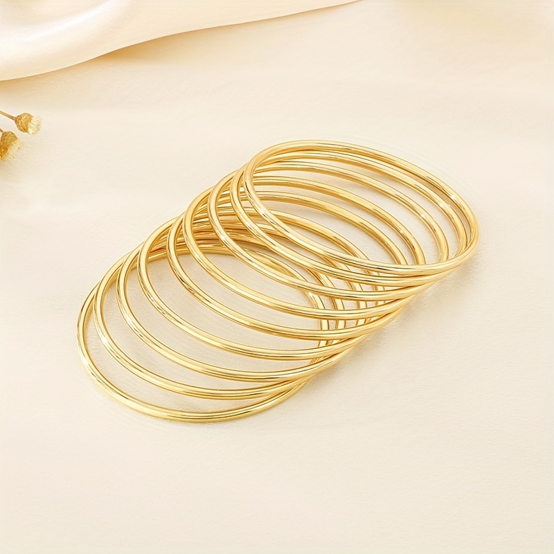 7pcs Vintage Minimalist Style Glossy Women's Stackable Bracelet Set For Daily Wear