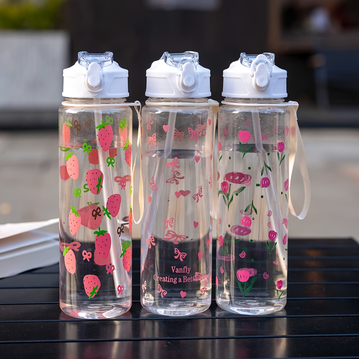 a 700ml cute outdoor water bottle korean style bow love
