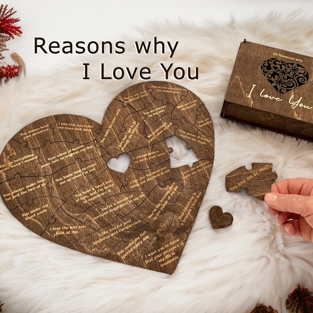 

28 Why I Love You Puzzle - Valentines Day Present For Him, Her, Couple - Wedding Anniversary For Wife, Husband - Christmas, Birthday Present For , Boyfriend, Girlfriend