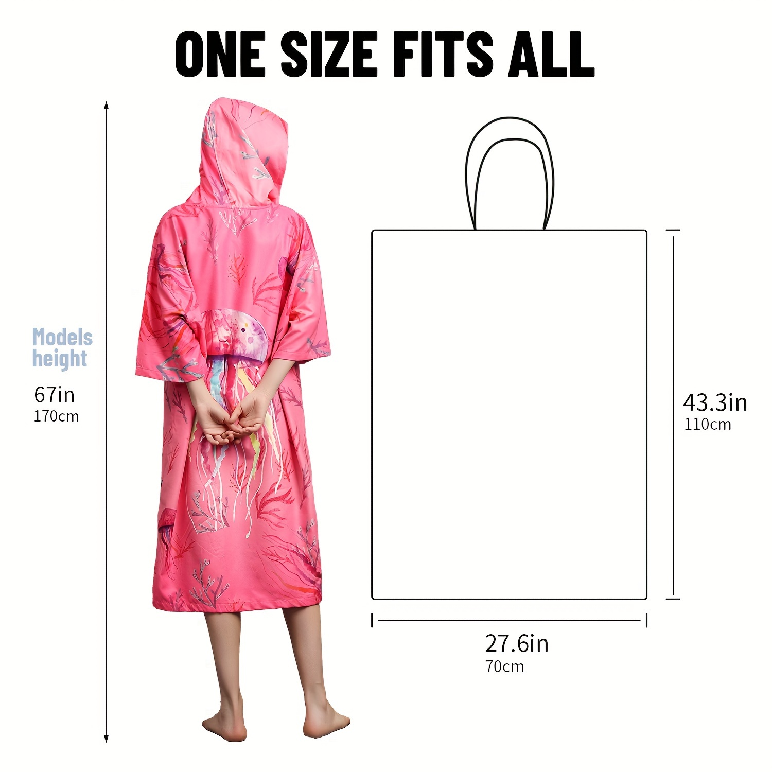 Serviette-poncho De Surf Avec Capuche Microfibre 75x110 Cm - Motif Grenouille Champignon, Pour Plage, Piscine, Sports Nautiques