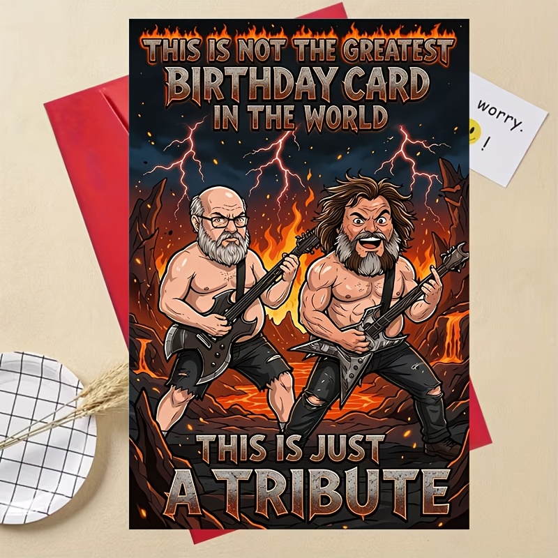 E-shop Rockmusik-Geburtstagskarte „Dies ist nur eine Hommage“ – Eine humorvolle Geburtstagskarte für Gitarristen, ein ideales Geschenk für