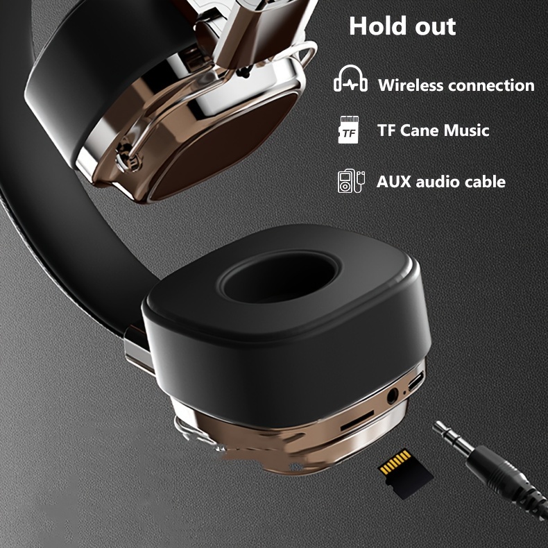 wireless headphones with retro style v5 3 heavy bass headphones with noise reduction earmuffs long lasting battery life supports wired connection new design with high craftsmanship wireless headphones details 1