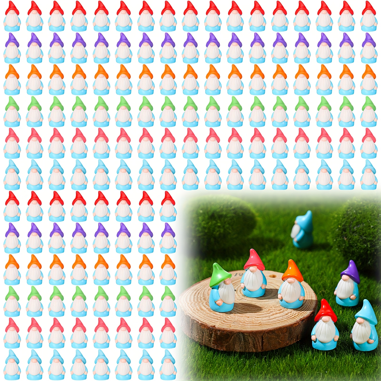 TEMU 120 Pcs Halloween Gift, Christmas Gift Mini Resin Gnomes Fairy Resin Statues Miniature Gnomes Miniature Figurines For Landscape Outdoor Patio Yard Lawn Indoor Plant Pots Fairy Decor(120 Pcs)