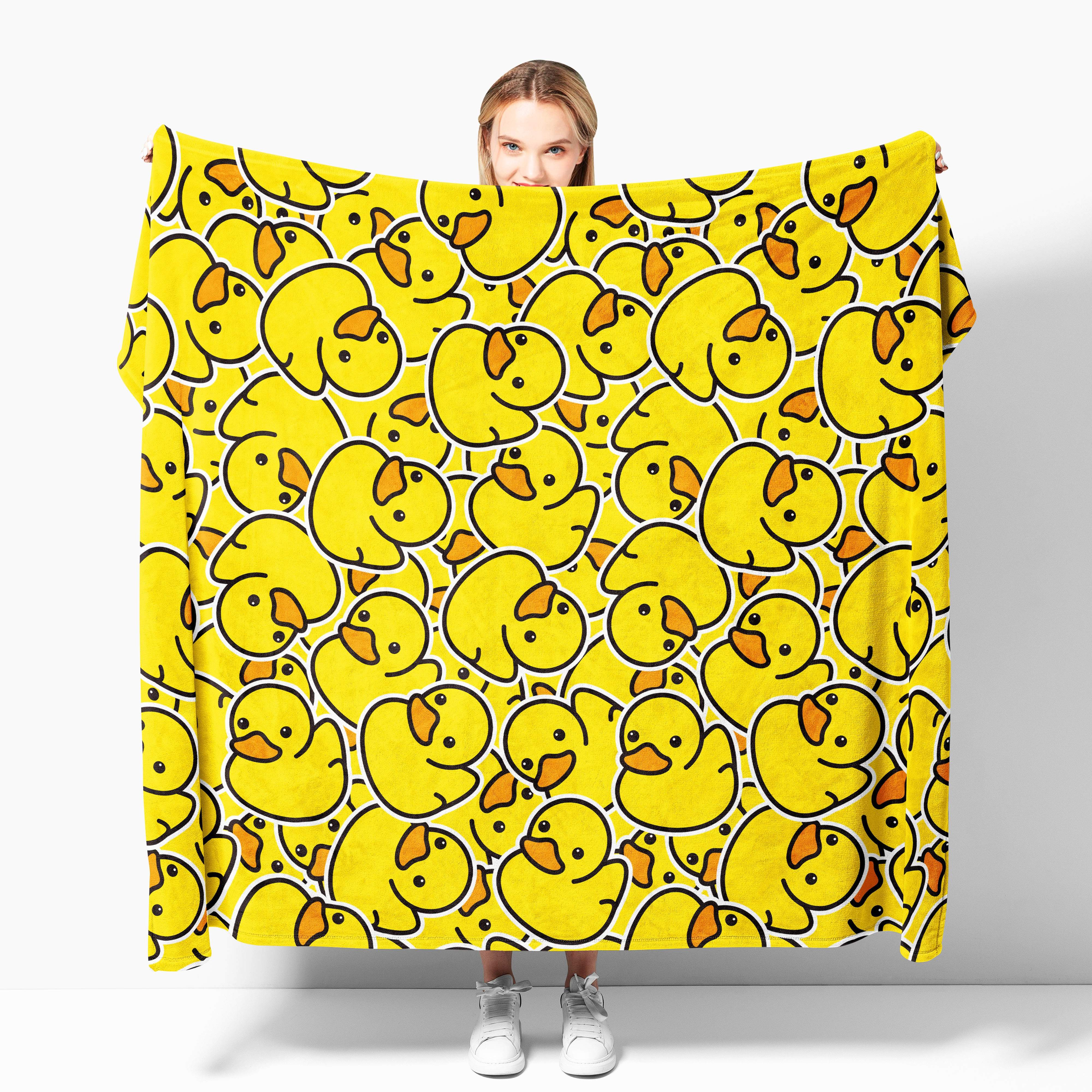 

1pc Little Yellow Duck Print Gift Blanket, Lightweight Comfortable Flannel All Season Blanket For Office, Couch Lunch Break, Camping Travel Blanket