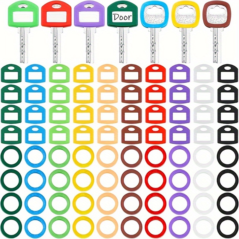Image of 80pcs Key Color Covers Key Caps Tags Covers Set Plastic Key Identifier Rings Key Toppers For Keys Organization House Key, 2 Styles