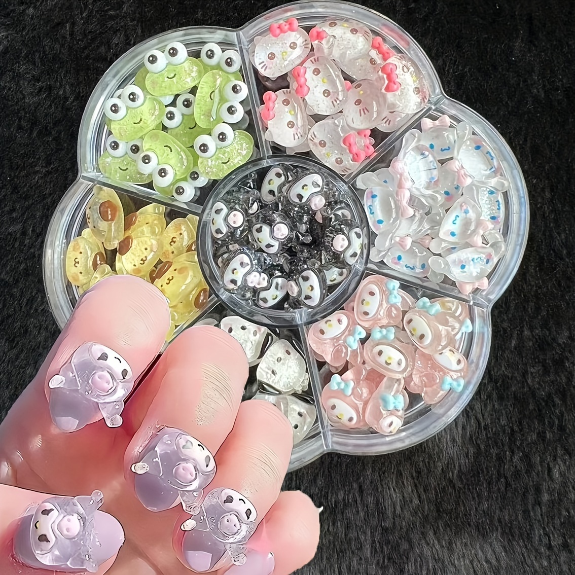 

Kawaii Hello Kitty Nail Charms Rhinestones Accessories Jewelry Flatback 3d Resin Fingernail Phone Case/hair Clip Diy Decoration