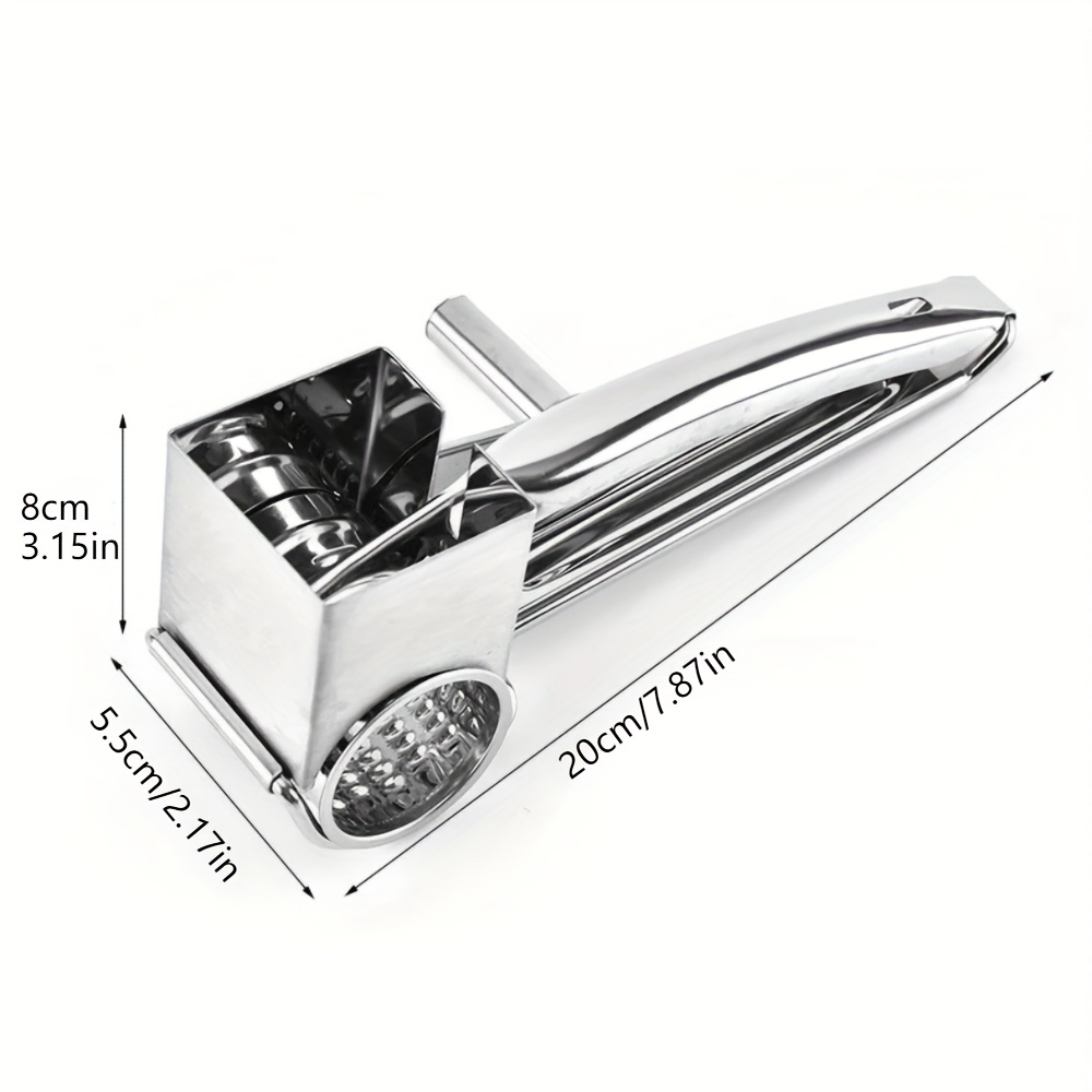 Stainless Steel Rotary Cheese Grater Set with 1/4 Drum Manual Operation & Ergonomic Handle - Heavy-Duty Adjustable Coarse/Fine Slicer   with Sharp Blades for Cheese, Vegetables, Fruits, Nuts -   Gadget for Home & Commercial Use