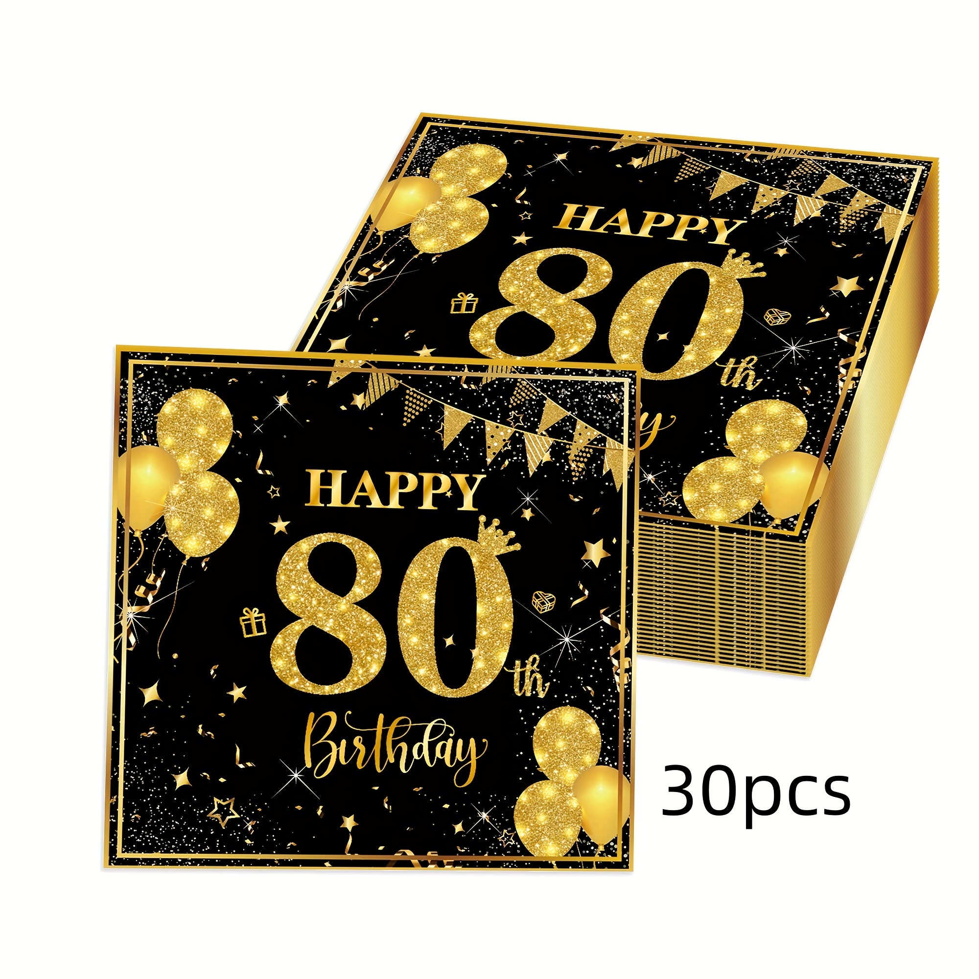 TEMU 30pcs Pack 30pcs Suitable For 80th Birthday Party Napkins - Retro 1946 Themed Disposable Dinner Napkins With 80 Years Decoration For Birthdays,