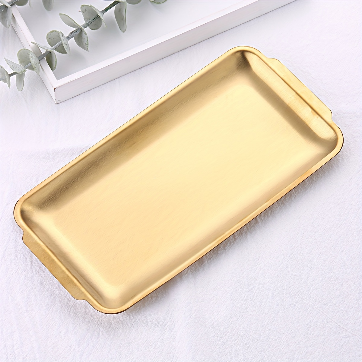 Image of Square Golden And Silvery Stainless Steel Storage Tray, Nail Art Tool Storage Tray, Nail Scissors , Nail Desktop Tool Metal Storage Tray, Cosmetics Jewelry Nail Art Pen Rhinestone Storage Tray