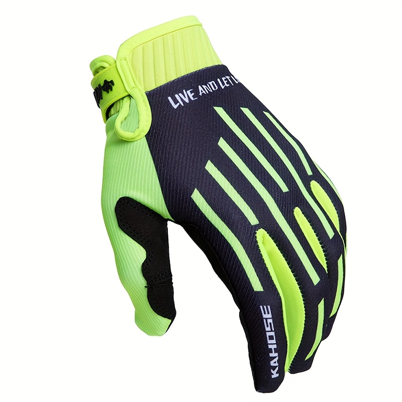 Image of Full Finger New Touch Screen Black And 's And Women's Long Finger Bicycle Outdoor Sports Thin Breathable Cycling Gloves