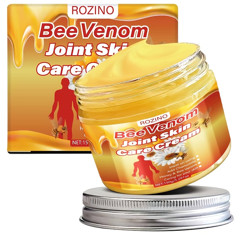 Bee Venom Joint Massage Cream | Contains Natural Ingredients Like Bee Venom, Chamomile, Aloe Vera, Moisturizes Joints, Protects Skin, Locks in Moisture, Softens And Smooths Skin, Suitable for All Skin Types, by ROZINO